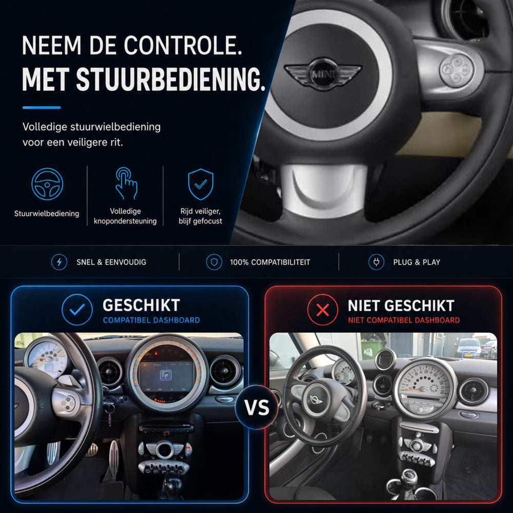 Davilon CarPlay y Android Auto Box | Adecuado para MINI Clubman | 2007 a 2010