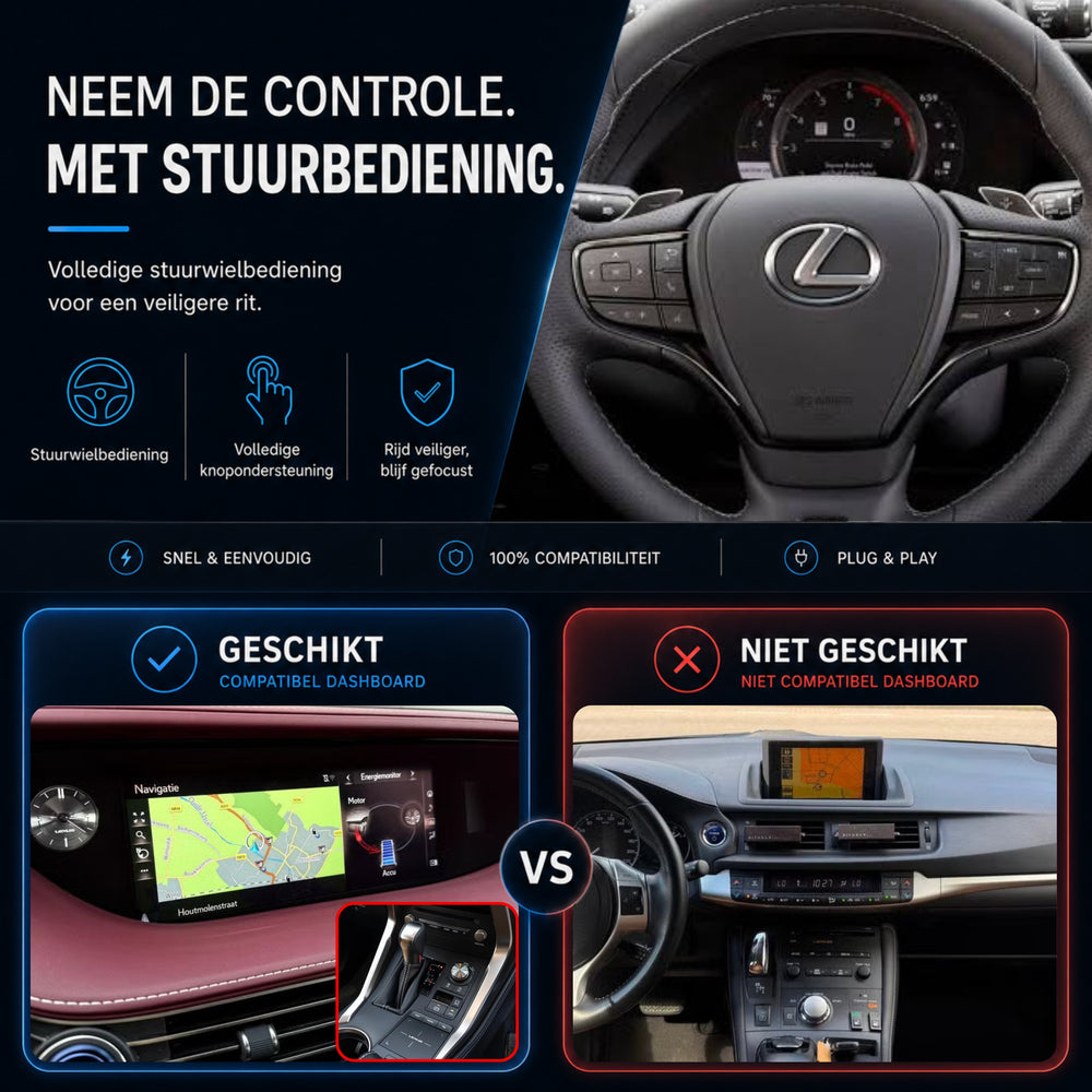 Lexus LS | 2014 t/m 2020 | CarPlay & Android Auto Box | Grote touchpad