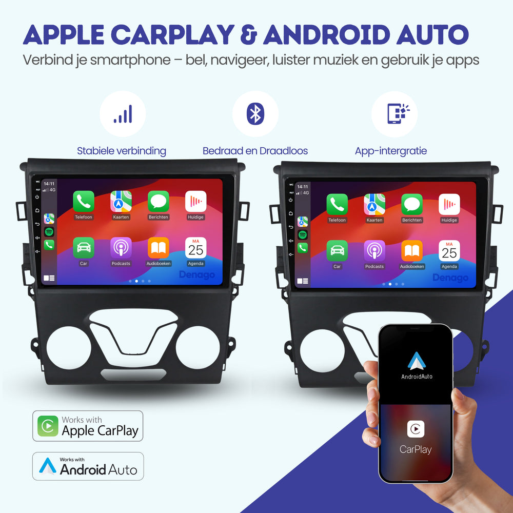 Ford Mondeo CarPlay autoradio | 2013 t/m 2018 | Denago DNG-A85 | 9 inch | Android 13 | Draadloos CarPlay & Android Auto