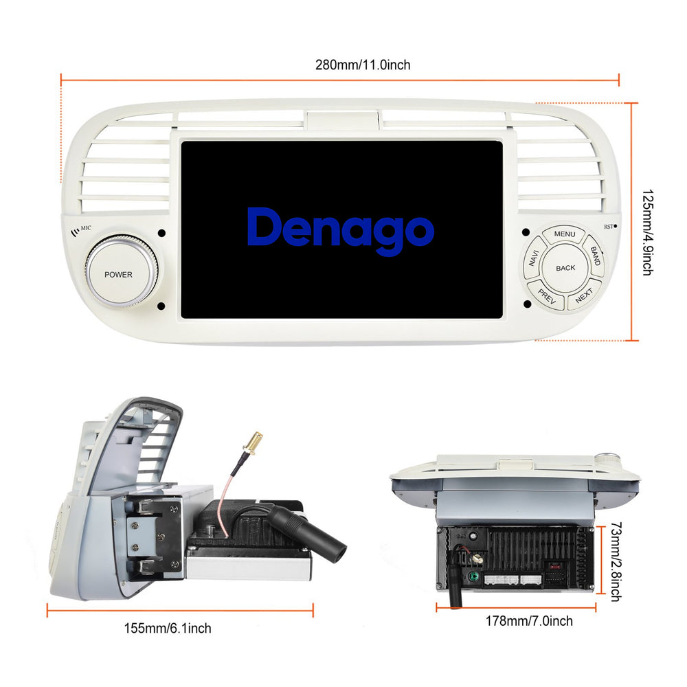 Android 13 CarPlay Autoradio voor Fiat 500 | 2007 t/m 2015