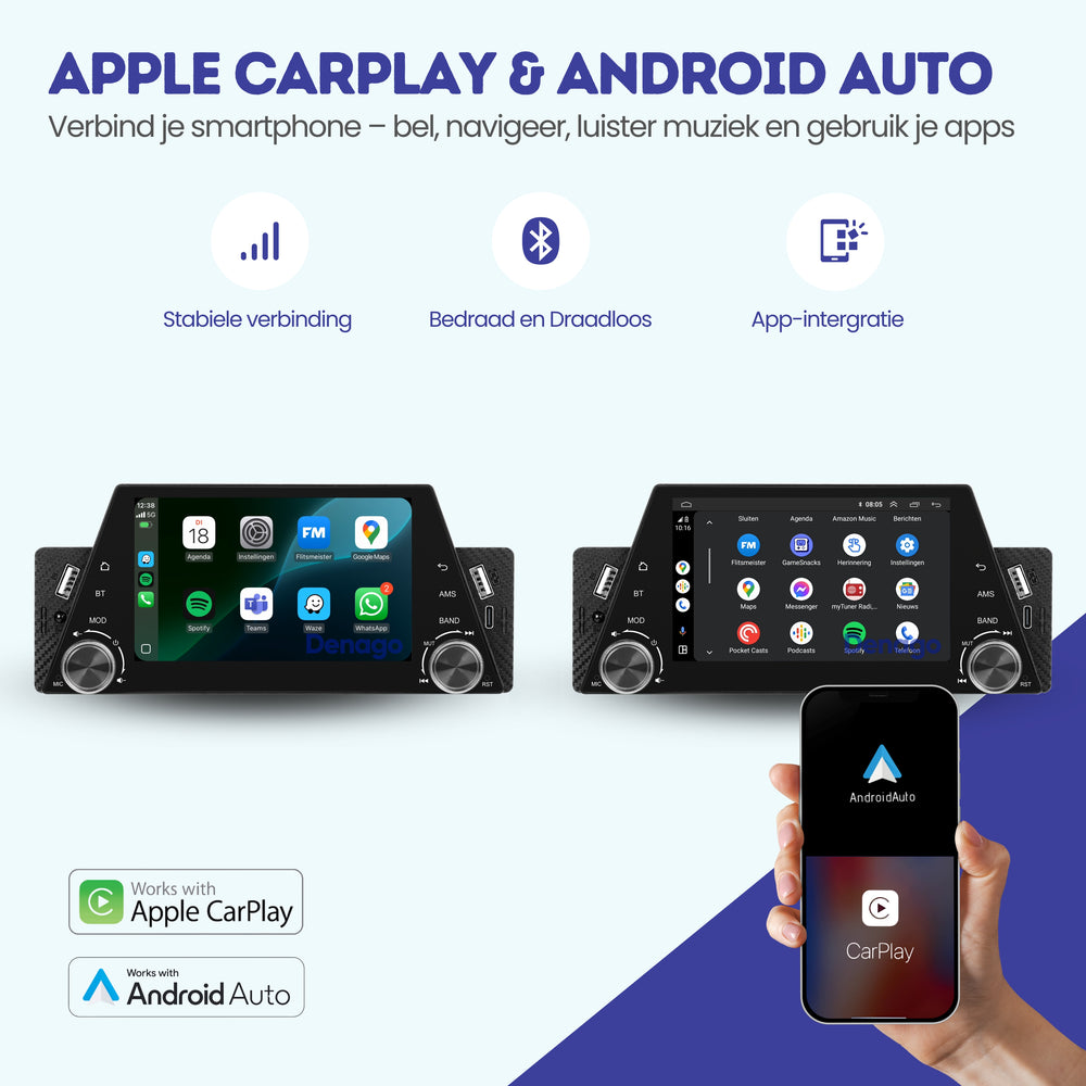 Universal 1 DIN Car Radio | WINCE | Wired CarPlay & Android Auto