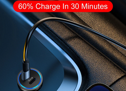 Chargeur de voiture compact 20 W | Chargeur rapide | Alimentation USB-C & Charge rapide USB 3.0