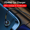Cargador de coche compacto de 20 W | Cargador rápido | Entrega de energía USB-C y carga rápida USB 3.0