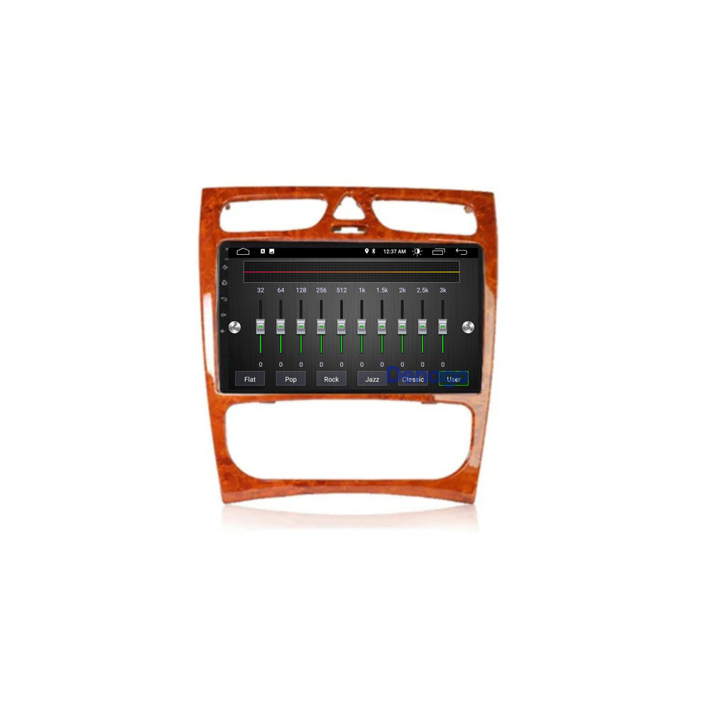 Mercedes Clase C W203 Radio de coche CarPlay | 2000 a 2004 | Denago DNG-A203 | 9 pulgadas | Androide 13 | CarPlay inalámbrico y Android Auto | Marco color madera