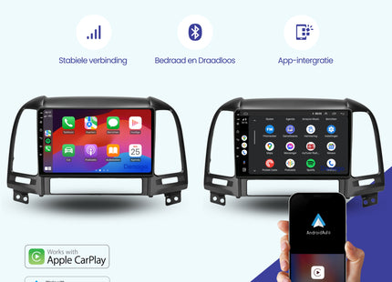 Hyundai Santa Fe CarPlay autoradio | 2006 t/m 2011 | Denago DNG-A152 | 9 inch | Android 13 | Draadloos CarPlay & Android Auto