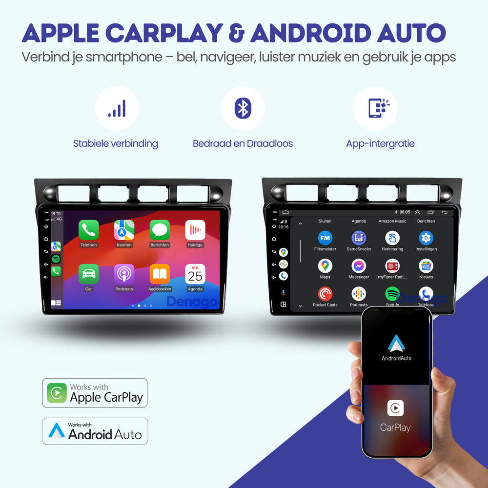 Radio de coche Kia Picanto CarPlay | 2003 a 2010 | Denago DNG-A237 | 9 pulgadas | Androide 13 | CarPlay inalámbrico y Android Auto
