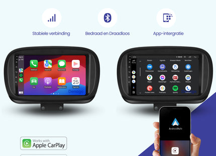 Fiat 500X CarPlay autoradio | 2014 t/m 2023 | Denago DNG-A147 | 9 inch | Android 13 | Draadloos CarPlay & Android Auto