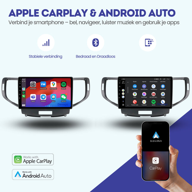 Honda Spirior CarPlay autoradio | 2009 t/m 2013 | Denago DNG-A98 | 9 inch | Android 13 | Draadloos CarPlay & Android Auto