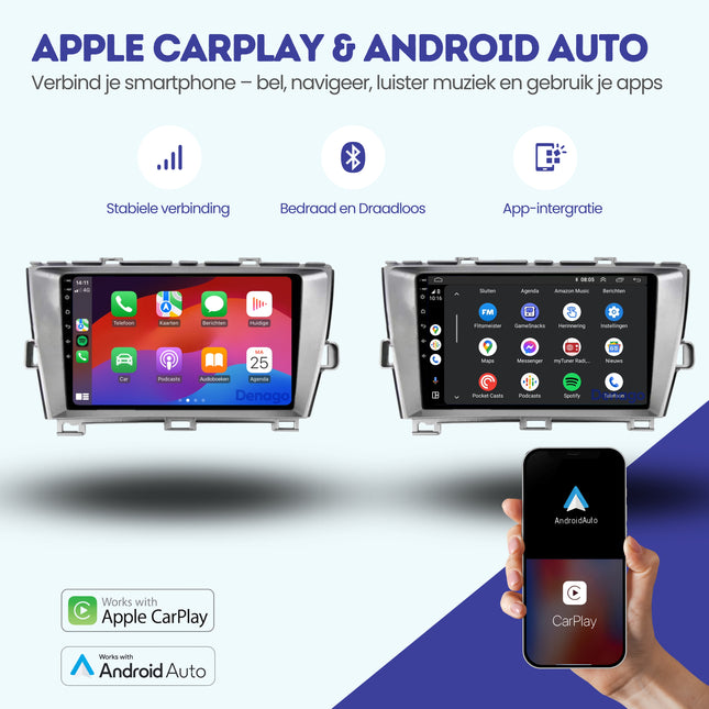 Radio para coche Toyota Prius CarPlay | 2009 a 2015 | Denago DNG-A269 | 9 pulgadas | Androide 13 | CarPlay inalámbrico y Android Auto