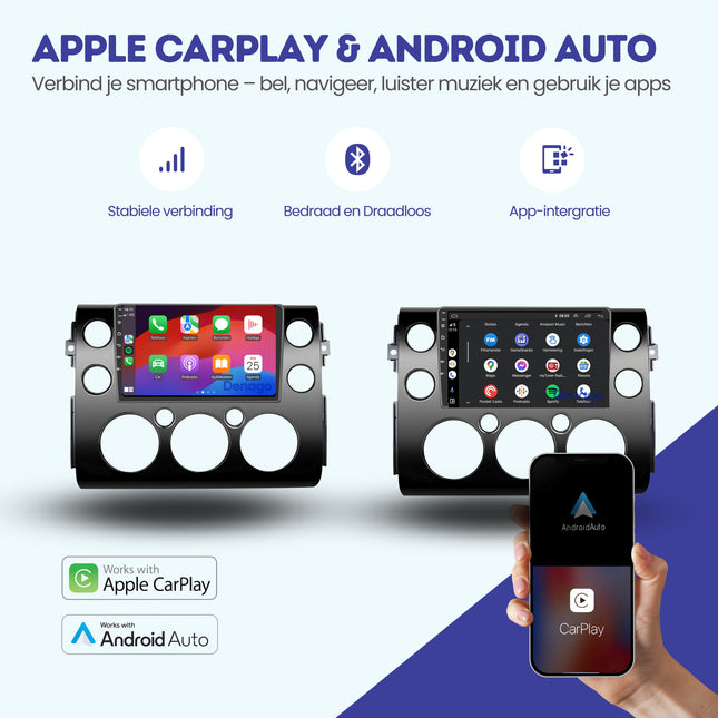 Toyota FJ Cruiser CarPlay autoradio | 2006 t/m 2017 | Denago DNG-A308 | 9 inch | Android 13 | Draadloos CarPlay & Android Auto