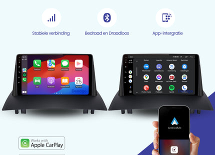 Renault Mégane II CarPlay autoradio | 2003 t/m 2008 | Denago DNG-A175 | 9 inch | Android 13 | Draadloos CarPlay & Android Auto
