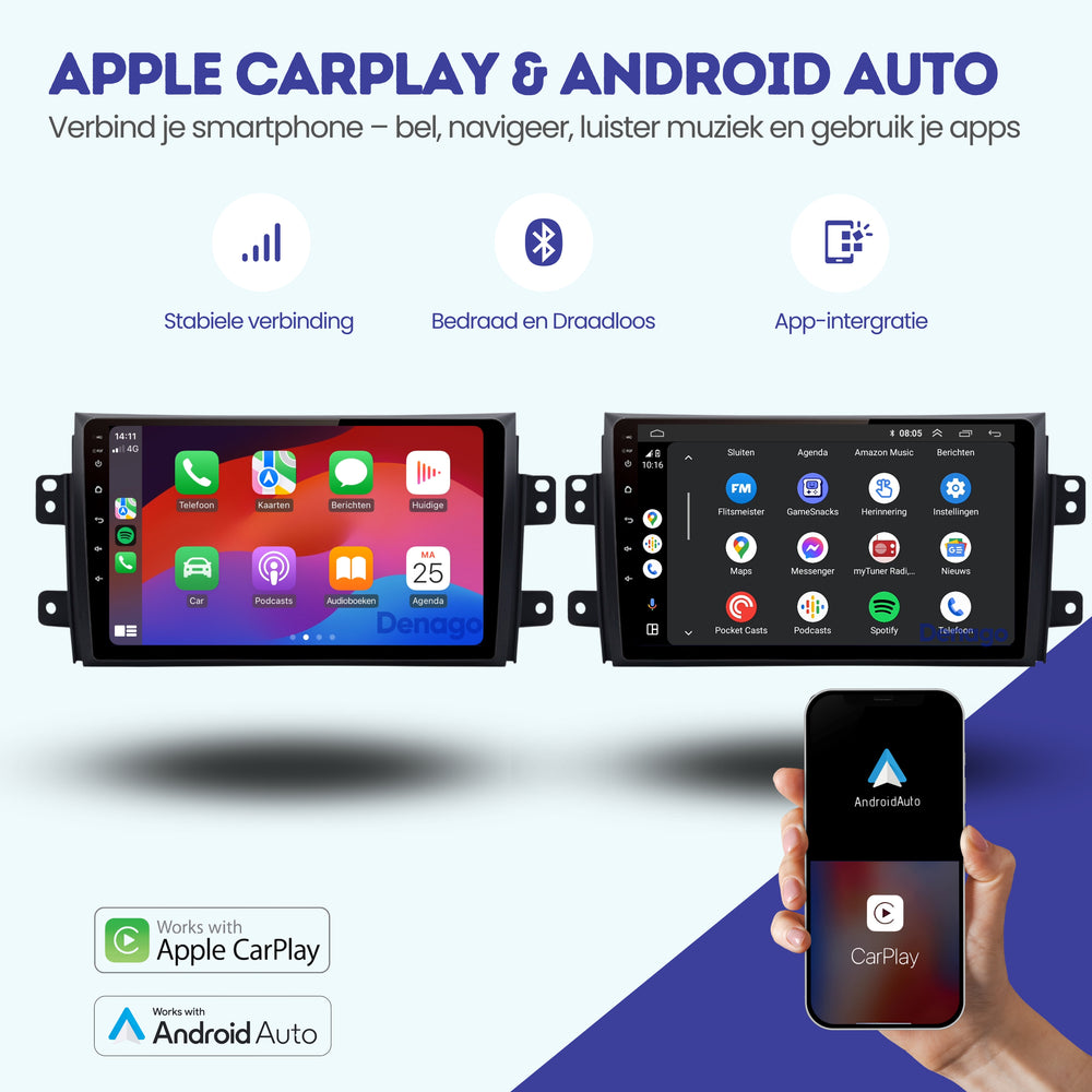 Radio de coche Suzuki SX4 CarPlay | 2006 a 2011 | Denago DNG-A315 | 9 pulgadas | Androide 13 | CarPlay inalámbrico y Android Auto