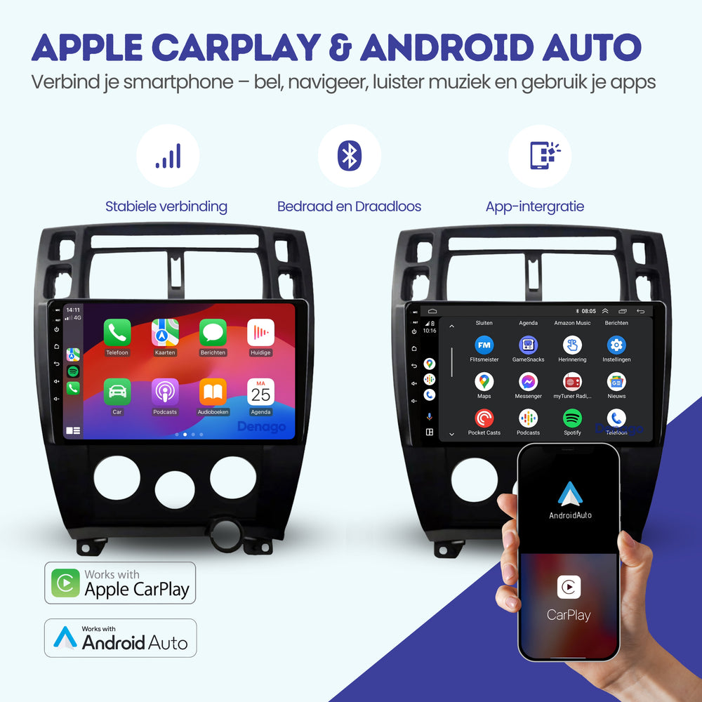 Radio para coche Hyundai Tucson CarPlay | 2004 a 2010 | Denago DNG-A89 | 9 pulgadas | Androide 13 | CarPlay inalámbrico y Android Auto