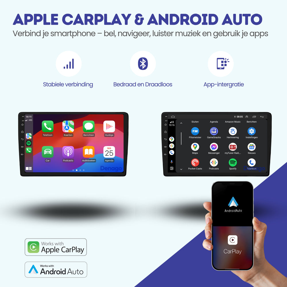 Audi A4 CarPlay autoradio | 2000 t/m 2013 | Denago DNG-A194 | 9 inch | Android 13 | Draadloos CarPlay & Android Auto