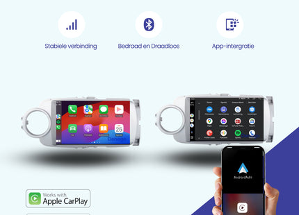 Toyota Yaris CarPlay autoradio | 2011 t/m 2019 | Denago DNG-A286 | 9 inch | Android 13 | Zilver | Draadloos CarPlay & Android Auto