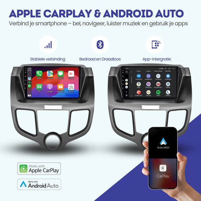 Honda Odyssey CarPlay autoradio | 2004 t/m 2008 | Denago DNG-A193 | 9 inch | Android 13 | Draadloos CarPlay & Android Auto
