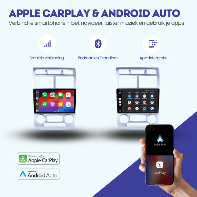 Kia Sportage CarPlay autoradio | 2004 t/m 2010 | Denago DNG-A212 | 9 inch | Android 13 | Draadloos CarPlay & Android Auto