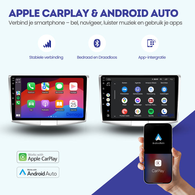Volkswagen Passat CarPlay autoradio | 2010 t/m 2014 | Denago DNG-A243 | 9 inch | Android 13 | Draadloos CarPlay & Android Auto