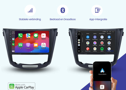 Nissan Qashqai CarPlay autoradio | 2014 t/m 2021 | Denago DNG-A106 | 10 inch | Android 13 | Draadloos CarPlay & Android Auto