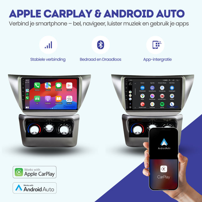 Mitsubishi Lancer IX CarPlay autoradio | 2003 t/m 2007 | Denago DNG-A151 | 9 inch | Android 13 | Draadloos CarPlay & Android Auto