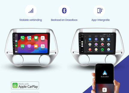 Hyundai i20 CarPlay autoradio | 2008 t/m 2014 | Denago DNG-A154 | 9 inch | Android 13 | Draadloos CarPlay & Android Auto