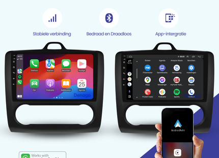 Ford Focus CarPlay autoradio | 2004 t/m 2011 | Denago DNG-A283 | 9 inch | Android 13 | Draadloos CarPlay & Android Auto
