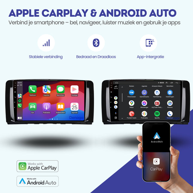 Mercedes R-Class CarPlay car radio | 2005 to 2013 | Denago DNG-A190 | 9 inches | Android 13 | Wireless CarPlay & Android Auto