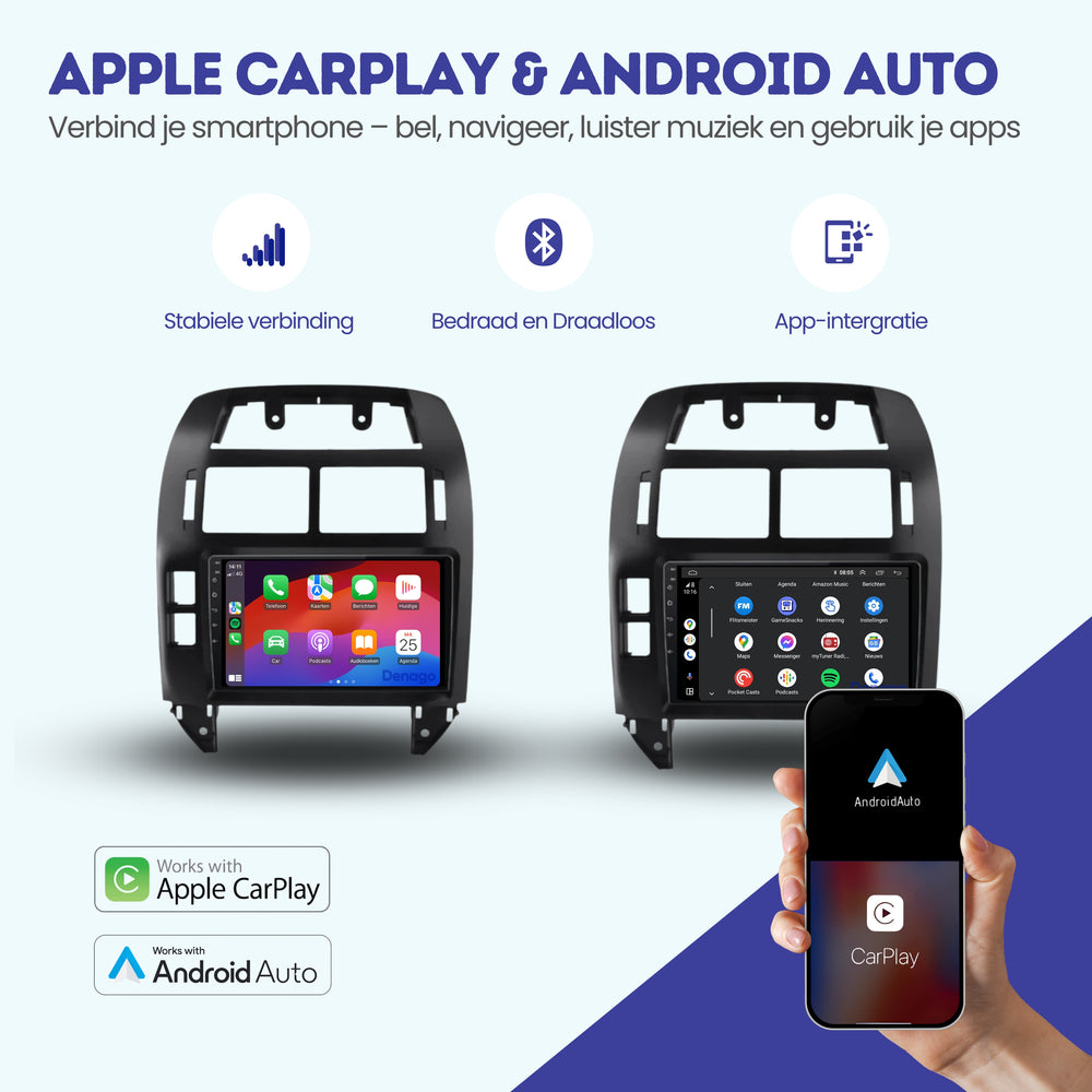 Radio para coche Volkswagen Polo CarPlay | 2002 a 2009 | Denago DNG-A239 | 9 pulgadas | Androide 13 | CarPlay inalámbrico y Android Auto