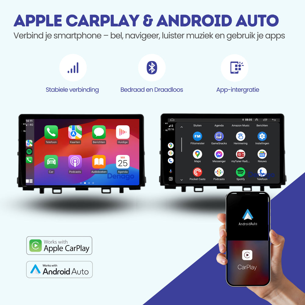 Radio para coche Kia Rio CarPlay | 2017 a 2020 | Denago DNG-A292 | 9 pulgadas | Androide 13 | CarPlay inalámbrico y Android Auto