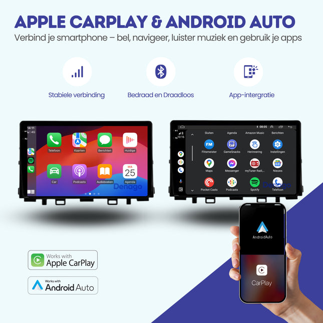 Kia Rio CarPlay autoradio | 2016 t/m 2018 | Denago DNG-A292 | 9 inch | Android 13 | Draadloos CarPlay & Android Auto