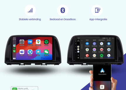 Mazda CX-5 & Autoradio 6 pouces compatible CarPlay | 2012 à 2016 | Denago DNG-A316 | Écran 9 pouces | Android 13 | CarPlay sans fil & Android Auto