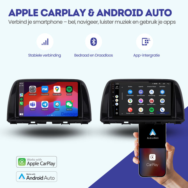 Mazda CX-5 & Autoradio 6 pouces compatible CarPlay | 2012 à 2016 | Denago DNG-A316 | Écran 9 pouces | Android 13 | CarPlay sans fil & Android Auto