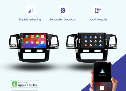 Toyota Hilux CarPlay autoradio | 2008 t/m 2016 | Denago DNG-A252 | 9 inch | Android 13 | Draadloos CarPlay & Android Auto