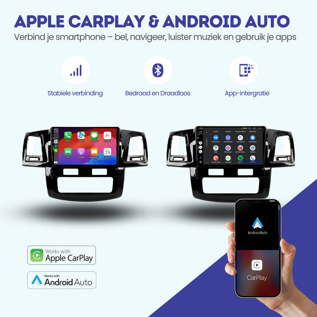 Toyota Hilux CarPlay autoradio | 2008 t/m 2016 | Denago DNG-A252 | 9 inch | Android 13 | Draadloos CarPlay & Android Auto
