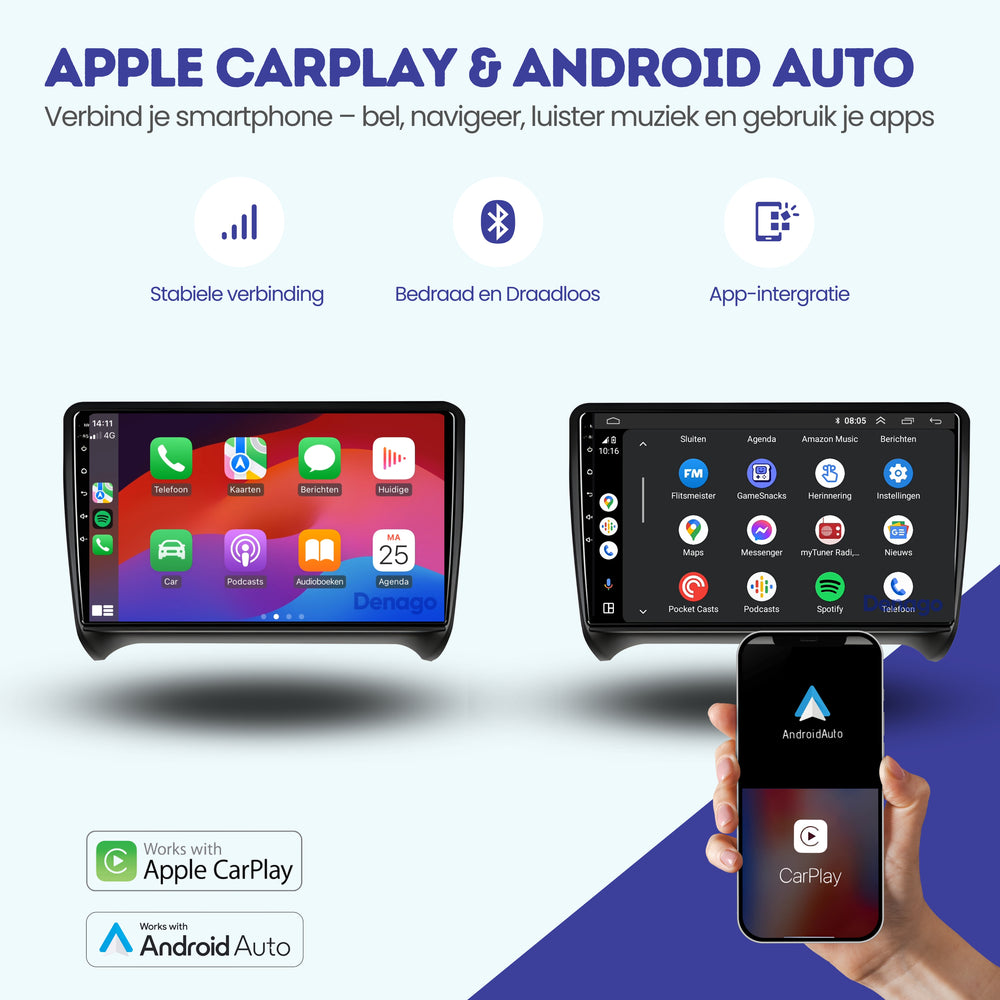Radio de coche Audi TT CarPlay | 2006 a 2014 | Denago DNG-A325 | 9 pulgadas | Androide 13 | CarPlay inalámbrico y Android Auto