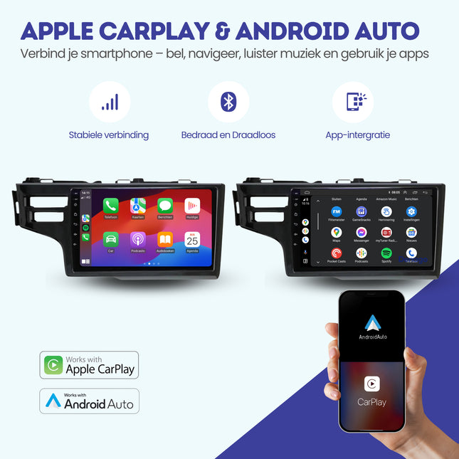 Honda Jazz CarPlay autoradio | 2016 t/m 2019 | Denago DNG-A172 | 9 inch | Android 13 | Draadloos CarPlay & Android Auto