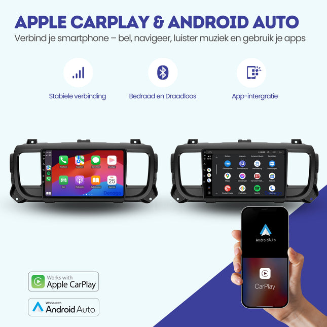 Toyota Proace CarPlay autoradio | 2016 t/m 2023 | Denago DNG-A232 | 9 inch | Android 13 | Draadloos CarPlay & Android Auto
