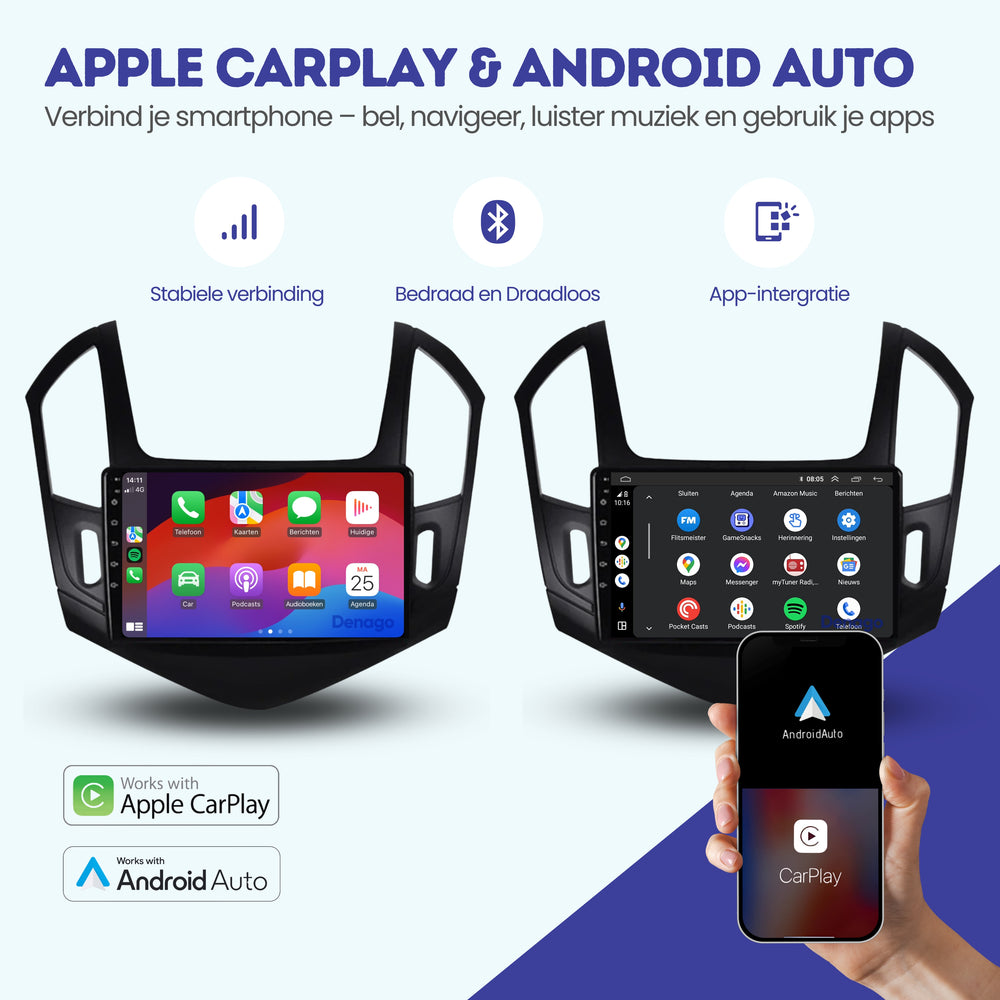 Autoradio CarPlay pour Chevrolet Cruze | 2012 à 2014 | Denago DNG-A169 | Écran 9 pouces | Android 13 | CarPlay sans fil & Android Auto