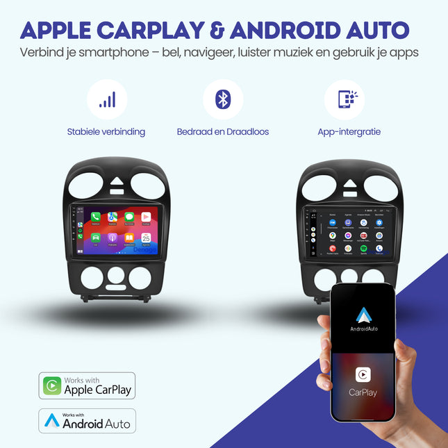 Volkswagen Beetle CarPlay autoradio | 2004 t/m 2010 | Denago DNG-A312 | 9 inch | Android 13 | Draadloos CarPlay & Android Auto