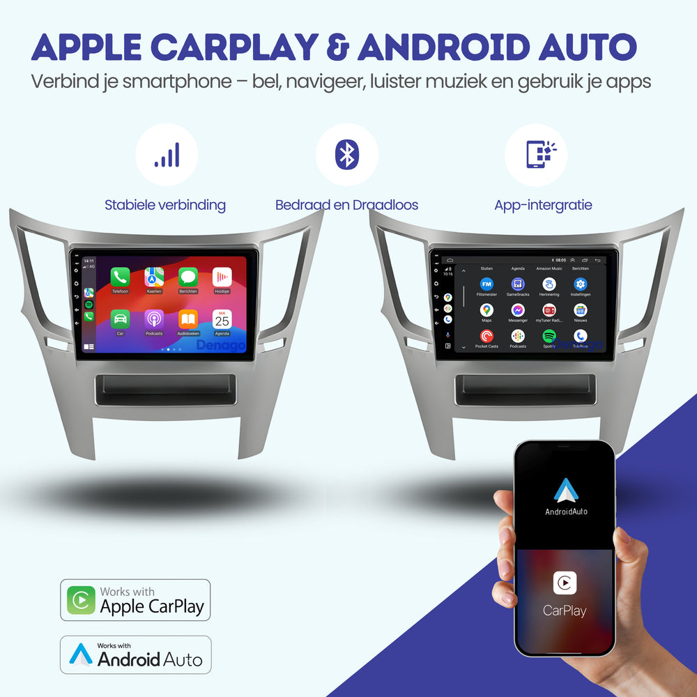 Subaru Outback CarPlay autoradio | 2009 t/m 2015 | Denago DNG-A199 | 9 inch | Android 13 | Draadloos CarPlay & Android Auto