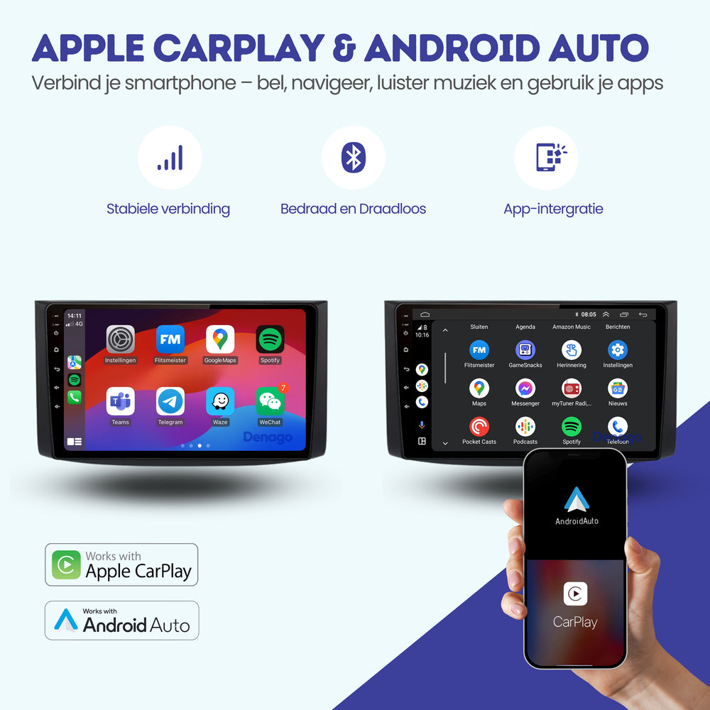 Autoradio CarPlay pour Chevrolet Aveo | 2006 à 2012 | Denago DNG-A184 | Écran 9 pouces | Android 13 | CarPlay sans fil & Android Auto