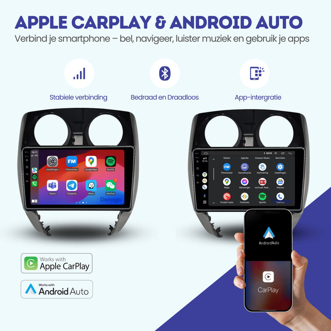 Nissan Note CarPlay autoradio | 2013 t/m 2017 | Denago DNG-A140 | 9 inch | Android 13 | Draadloos CarPlay & Android Auto
