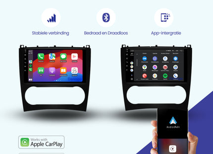 Mercedes C-Klasse W203 | CLC W203 | CLK W209 CarPlay autoradio | 2004 t/m 2011 | Denago DNG-A238 | 9 inch | Android 13 | Draadloos CarPlay & Android Auto