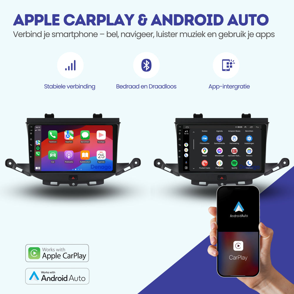 Radio de coche Opel Astra K CarPlay | 2015 a 2021 | Denago DNG-A332 | 9 pulgadas | Androide 13 | CarPlay inalámbrico y Android Auto