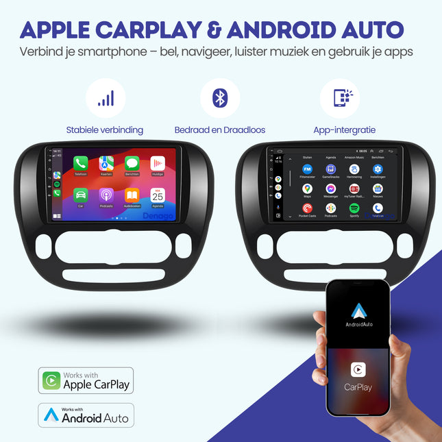 Kia Soul CarPlay autoradio | 2014 t/m 2018 | Denago DNG-A198 | 9 inch | Android 13 | Draadloos CarPlay & Android Auto