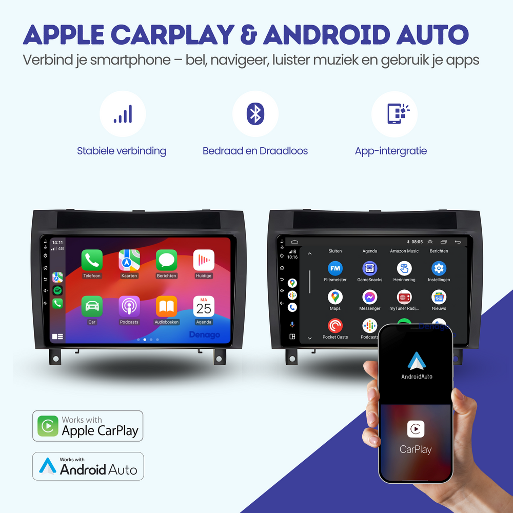 Radio para coche Mercedes SLK CarPlay | 2004 a 2010 | Denago DNG-A40 | 9 pulgadas | Androide 13 | CarPlay inalámbrico y Android Auto
