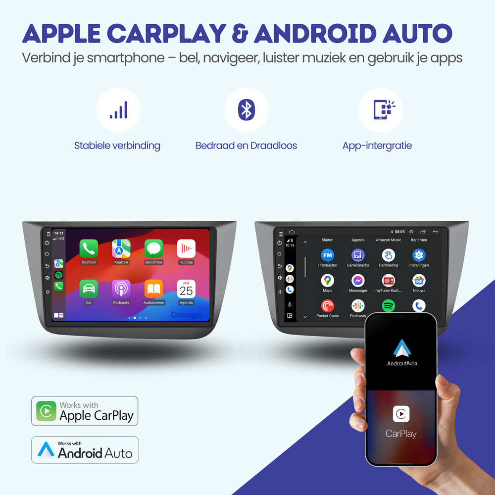 Radio para coche Seat Altea CarPlay | 2004 a 2015 | Denago DNG-A38 | 9 pulgadas | Androide 13 | CarPlay inalámbrico y Android Auto