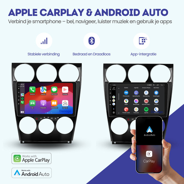 Mazda 6 CarPlay autoradio | 2002 t/m 2007 | Denago DNG-A130 | 9 inch | Android 13 | Draadloos CarPlay & Android Auto