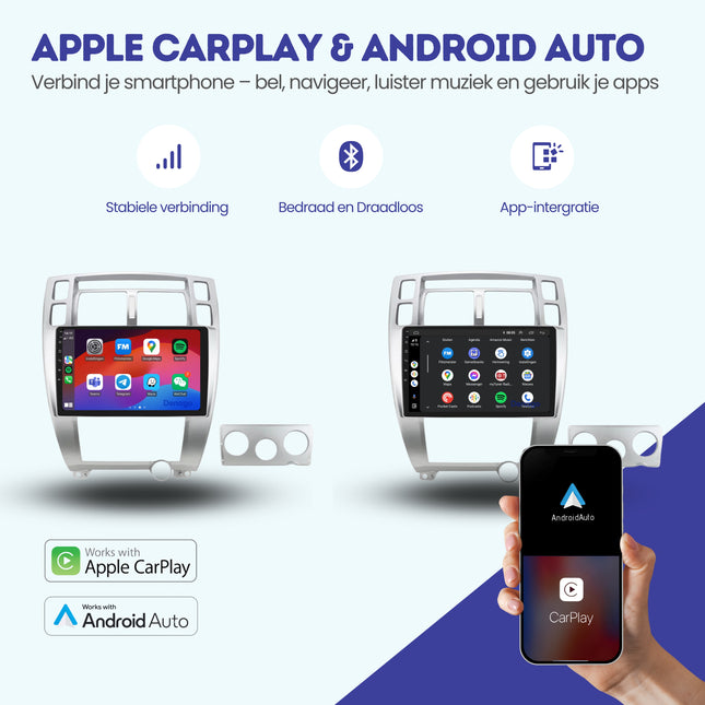 Hyundai Tucson CarPlay autoradio | 2004 t/m 2010 | Denago DNG-A103 | 9 inch | Android 13 | Draadloos CarPlay & Android Auto