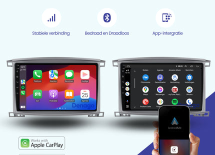 Toyota Land Cruiser 100 CarPlay autoradio | 2005 t/m 2007 | Denago DNG-A310 | 10 inch | Android 13 | Draadloos CarPlay & Android Auto | Grijs frame